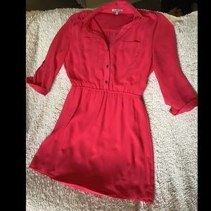 Fluorescent Coral/Strawberry Pink Flowy Sundress